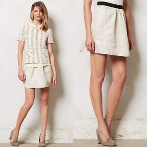 Ganni x Anthropologie Gold Metallic Cressida Mini Skirt